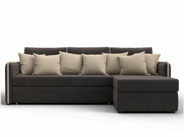 Диван угловой лига-078 угол правый seven 727 коричневый/seven 729 бежевый дельфин