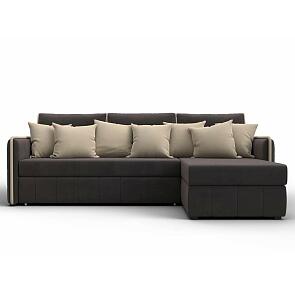 Диван угловой лига-078 угол правый seven 727 коричневый/seven 729 бежевый дельфин