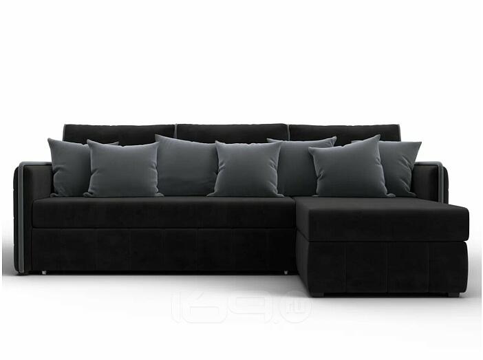 Диван угловой лига-078 угол правый seven 35 черный/seven 17 серый дельфин