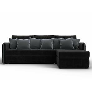 Диван угловой лига-078 угол правый seven 35 черный/seven 17 серый дельфин