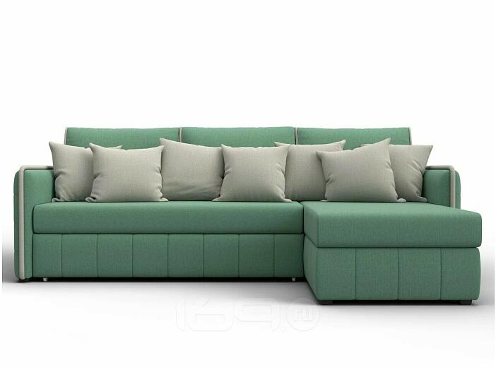 Диван угловой лига-078 угол правый амур 11 зеленый/амур 02 бежевый дельфин
