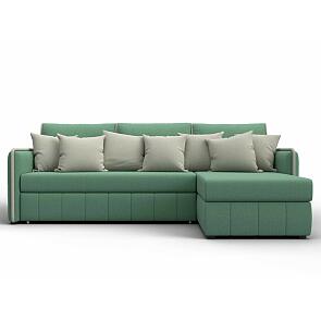 Диван угловой лига-078 угол правый амур 11 зеленый/амур 02 бежевый дельфин