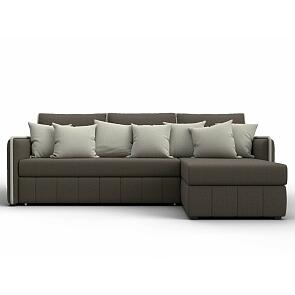 Диван угловой лига-078 угол правый амур 05 коричневый/амур 02 бежевый дельфин