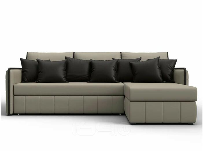 Диван угловой лига-078 угол правый grifon 04 бежевый/grifon 12 коричневый дельфин