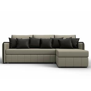 Диван угловой лига-078 угол правый grifon 04 бежевый/grifon 12 коричневый дельфин