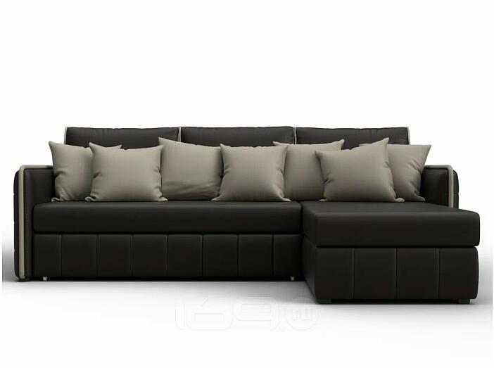 Диван угловой лига-078 угол правый grifon 12 коричневый/grifon 04 бежевый дельфин