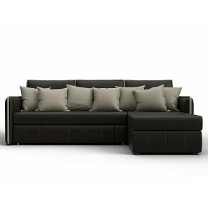 Диван угловой лига-078 угол правый grifon 12 коричневый/grifon 04 бежевый дельфин