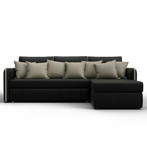 Диван угловой лига-078 угол правый grifon 18 черный/grifon 04 бежевый дельфин