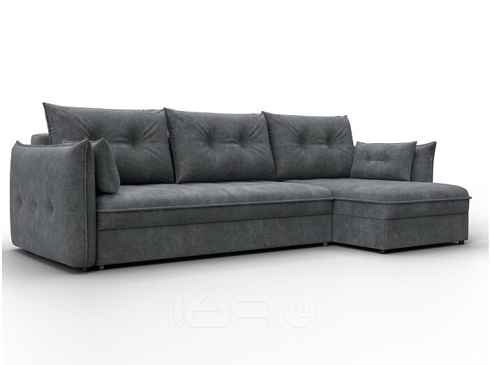 Диван угловой лига велюр-100 нпб угол универсальный brut 16 темно-серый еврокнижка