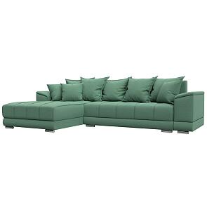 Диван угловой нордстар рогожка левый угол амур 11 зеленый еврокнижка