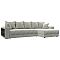Диван угловой с декором и полкой Лига-050 НПБ Велюр TOWER 01 молочный