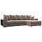 Диван угловой с декором и полкой Лига-050 НПБ Велюр TOWER 05 бежевый