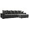 Диван угловой с декором и полкой Лига-050 НПБ Велюр TOWER 10 серый
