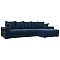 Диван угловой с декором и полкой Лига-050 НПБ Велюр BRUT 11 синий