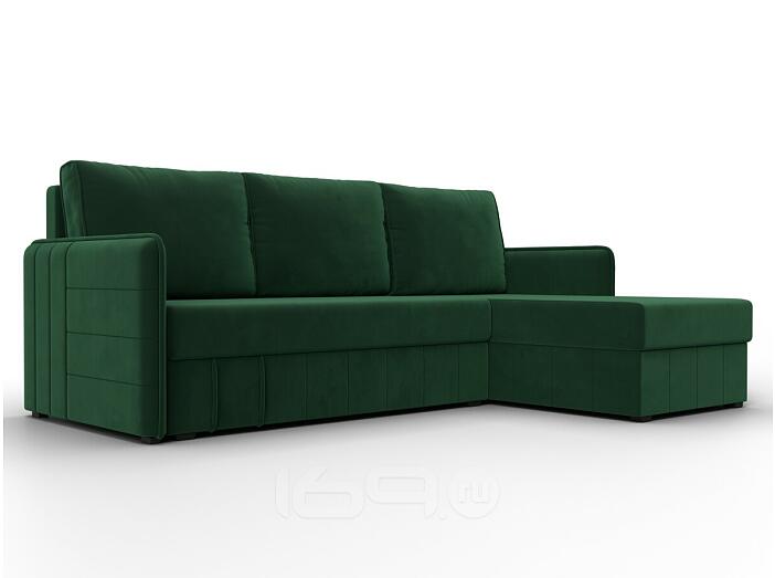 Диван угловой слим угол универсальный seven 626 зеленый еврокнижка