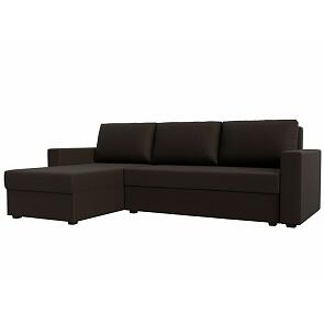 Диван угловой траумберг лайт левый экокожа коричневый еврокнижка