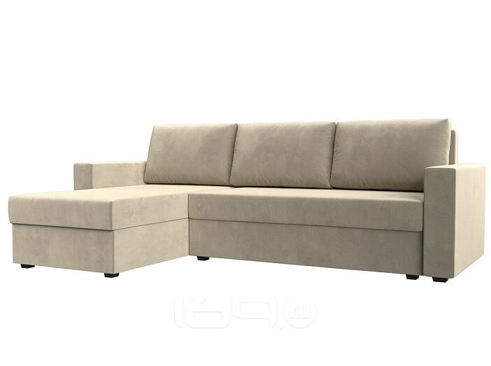 Диван угловой траумберг лайт левый микровельвет бежевый еврокнижка