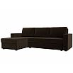 Диван угловой траумберг лайт левый микровельвет коричневый еврокнижка