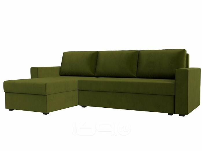 Диван угловой траумберг лайт левый микровельвет зеленый еврокнижка