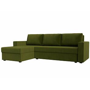 Диван угловой траумберг лайт левый микровельвет зеленый еврокнижка