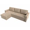 Диван угловой траумберг лайт левый велюр бежевый еврокнижка