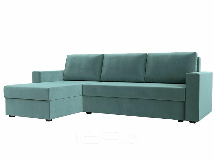 Диван угловой траумберг лайт левый велюр бирюзовый еврокнижка