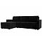 Диван угловой траумберг лайт левый велюр черный еврокнижка