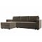 Диван угловой траумберг лайт левый велюр коричневый еврокнижка