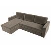 Диван угловой траумберг лайт левый велюр коричневый еврокнижка