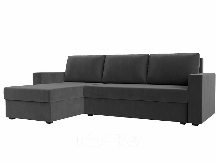 Диван угловой траумберг лайт левый велюр серый еврокнижка