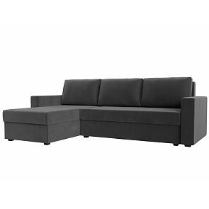 Диван угловой траумберг лайт левый велюр серый еврокнижка