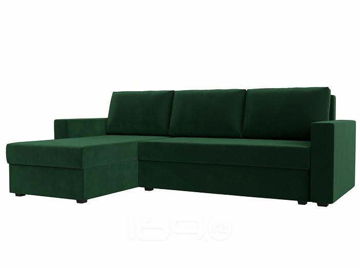 Диван угловой траумберг лайт левый велюр зеленый еврокнижка