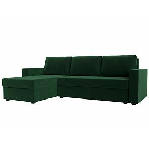 Диван угловой траумберг лайт левый велюр зеленый еврокнижка