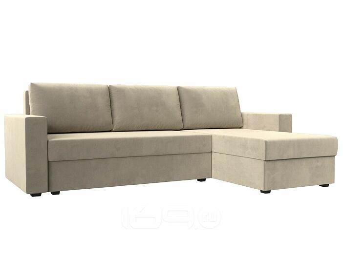 Диван угловой траумберг лайт правый микровельвет бежевый еврокнижка