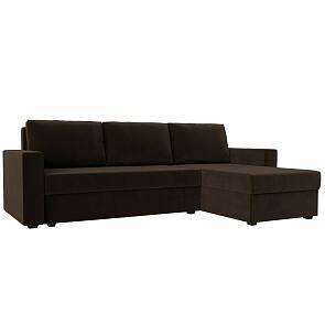 Диван угловой траумберг лайт правый микровельвет коричневый еврокнижка