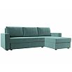 Диван угловой траумберг лайт правый велюр бирюзовый еврокнижка