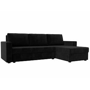 Диван угловой траумберг лайт правый велюр черный еврокнижка