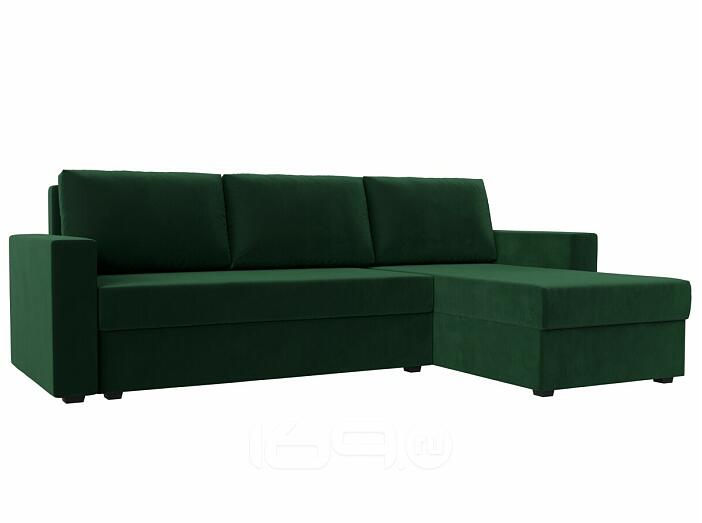 Диван угловой траумберг лайт правый велюр зеленый еврокнижка