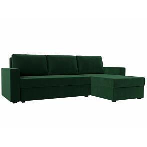 Диван угловой траумберг лайт правый велюр зеленый еврокнижка