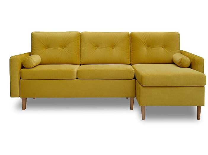 Диван угловой универсальный Скандинавия Bergen mustard (Велюр) желтый