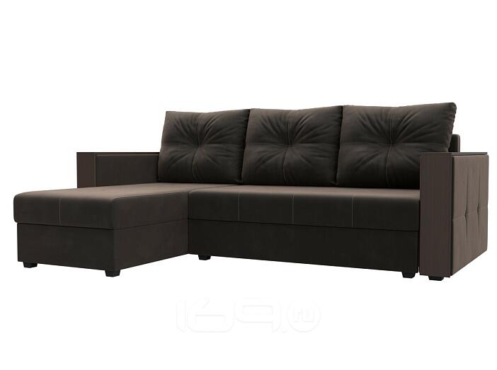 Диван угловой валенсия лайт левый угол seven 727 коричневый еврокнижка