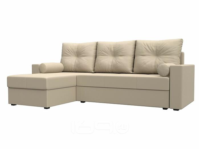 Диван угловой верона лайт левый экокожа бежевый еврокнижка