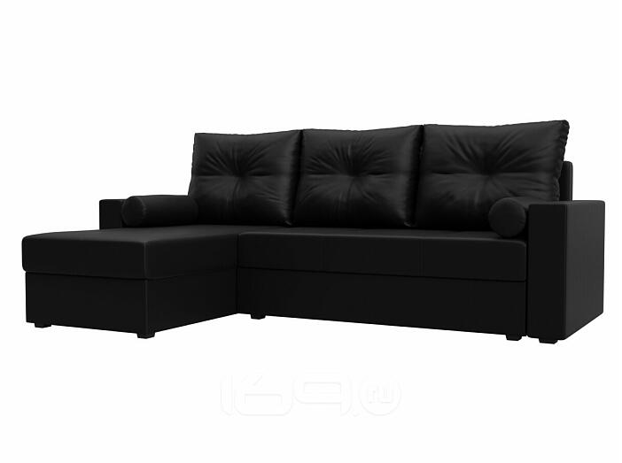 Диван угловой верона лайт левый экокожа черный еврокнижка