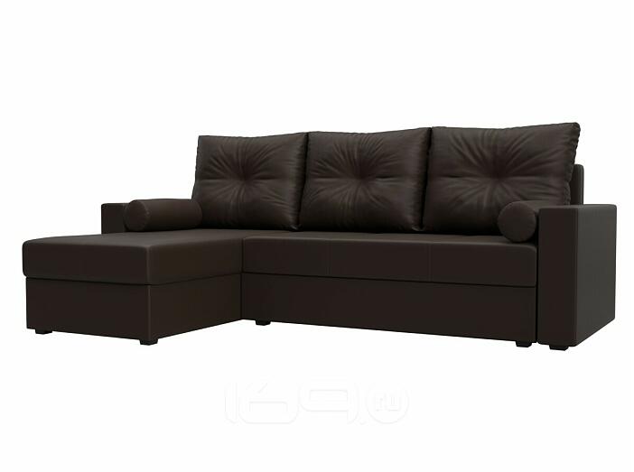 Диван угловой верона лайт левый экокожа коричневый еврокнижка