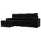 Диван угловой Верона Лайт левый  Микровельвет Черный