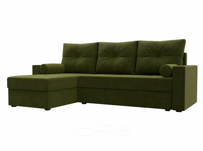 Диван угловой верона лайт левый микровельвет зеленый еврокнижка
