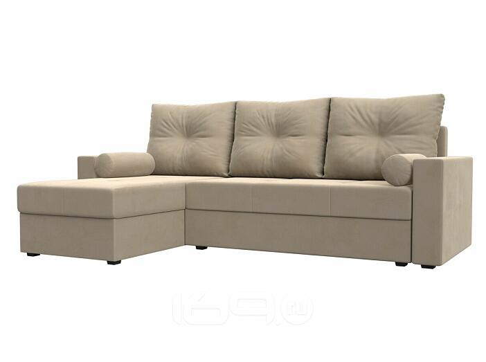Диван угловой верона лайт левый велюр бежевый еврокнижка