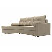 Диван угловой верона лайт левый велюр бежевый еврокнижка