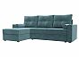 Диван угловой верона лайт левый велюр бирюзовый еврокнижка