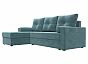 Диван угловой верона лайт левый велюр бирюзовый еврокнижка